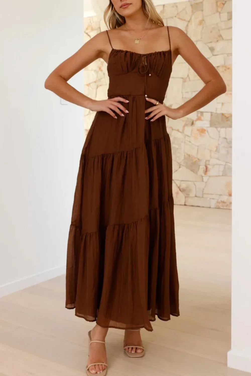 Ruched Smocked Back Cami Dress